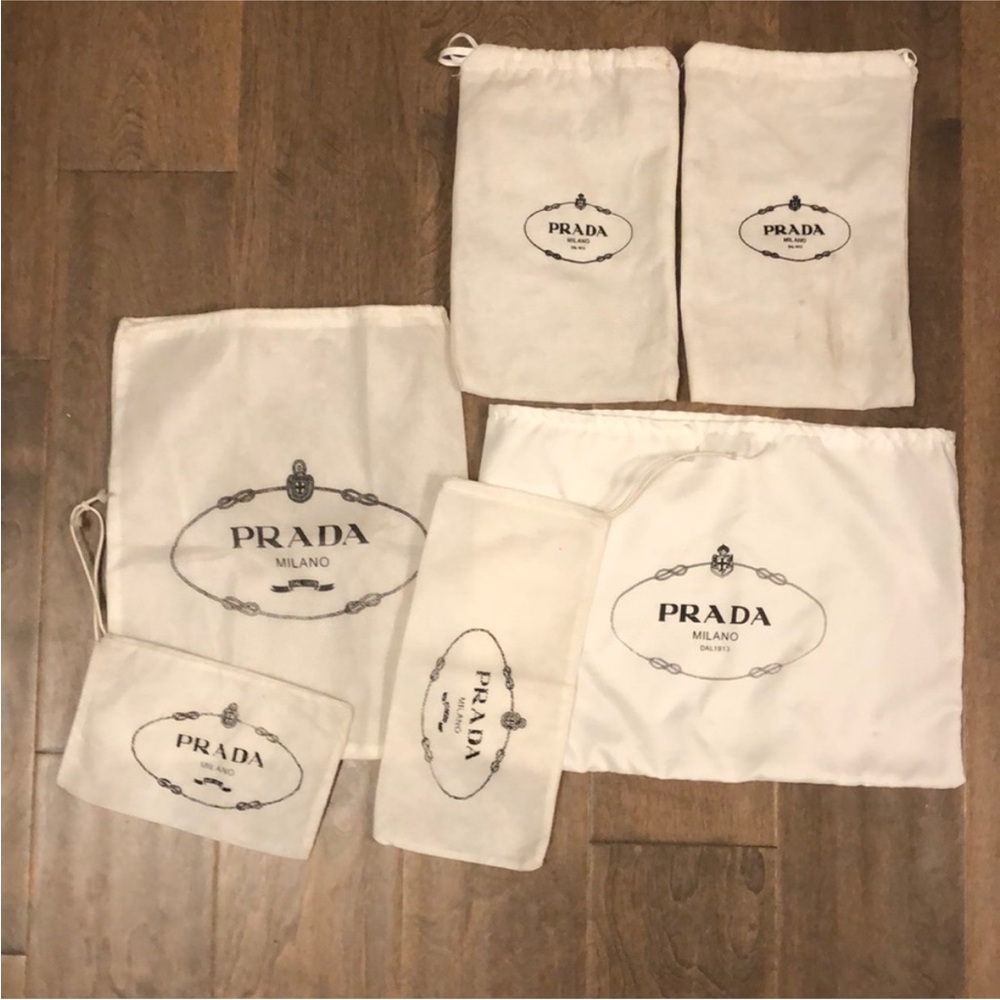 Set of 6 Prada Dust Bags White Logo